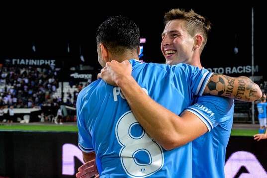 Lasse Berg Johnsen of Malmö FF celebrates