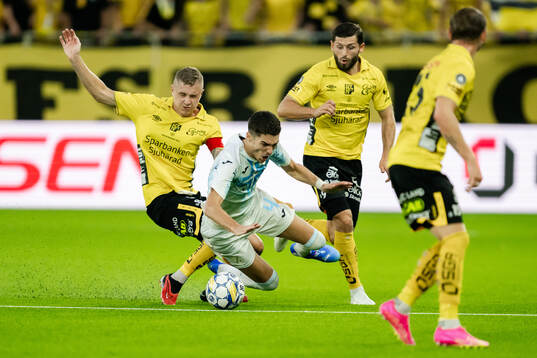 Sebastian Holmen of Elfsborg and Niko Jankovic of Rijeka