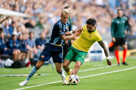 Oskar Fallenius of Djurgården and Ricardo Araujo of Ilves