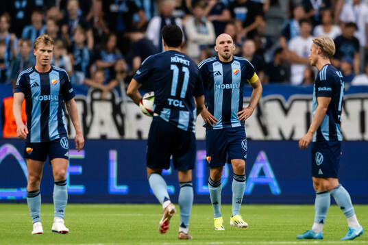 Rasmus Schuller and Marcus Danielson of Djurgården look