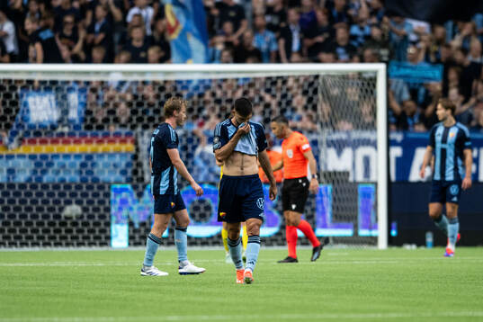 Besard Sabovic of Djurgården looks dejected