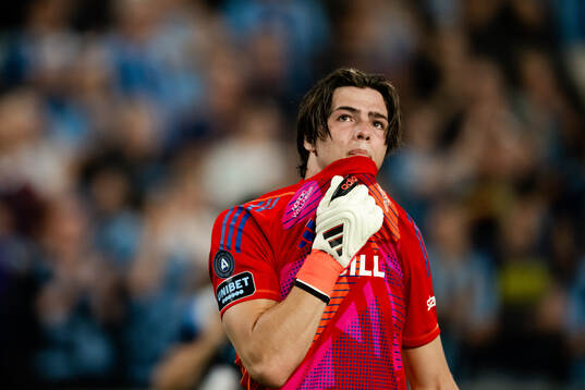 Goalkeeper Jacob Zetterström of Djurgården celebrates