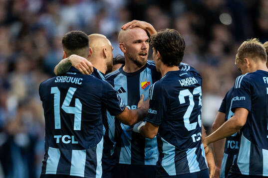 Adam Ståhl and Marcus Danielson of Djurgården celebrate