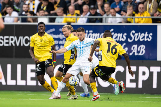 Niklas Hult of Elfsborg and Marco Pasalic of Rijeka