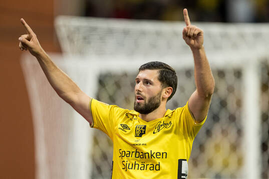 Arber Zeneli of Elfsborg celebrates the 2-0 goal