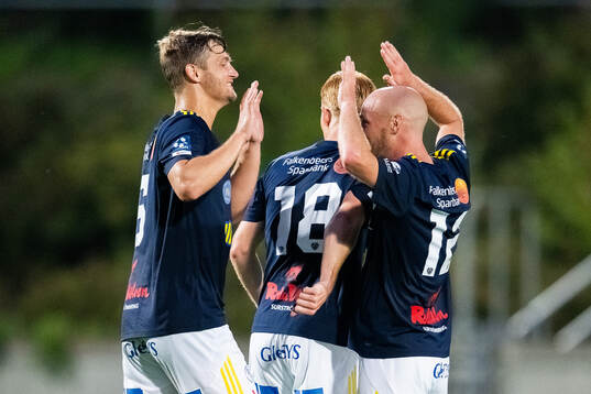 Falkenbergs FFs Noel Hansson, Christoffer Carlsson och