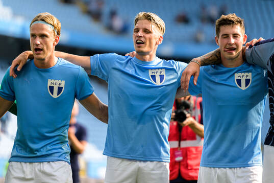 Malmö FFs Erik Botheim, Jens Stryger Larsen och Lasse Berg