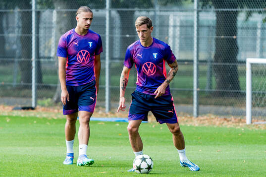 Elison Makolli and Søren Rieks of Malmö FF