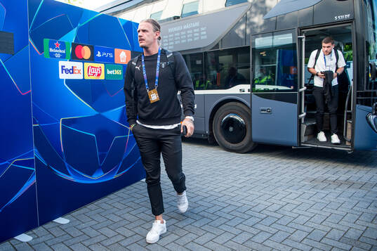 Goalkeeper Johan Dahlin of Malmö FF arrives