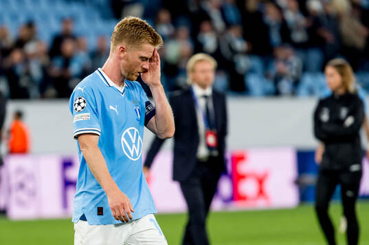 Anders Christiansen of Malmö FF looks dejected