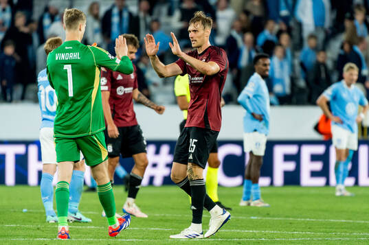 Goalkeeper Peter Vindahl and Asger Sørensen of Sparta Prag