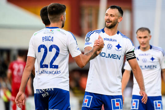IFK Norrköpings Tim Prica och Max Watson jublar