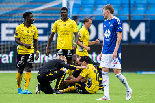 Ahmed Qasem of Elfsborg in pain