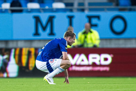 Valdemar Lund Jensen of Molde looks dejected