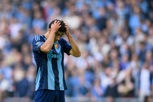 Deniz Hummet of Djurgården looks dejected