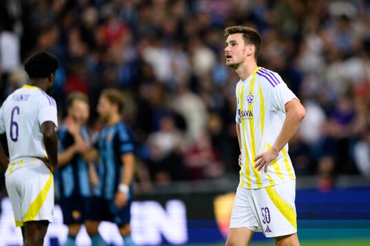 Lan Vidmar of Maribor looks dejected