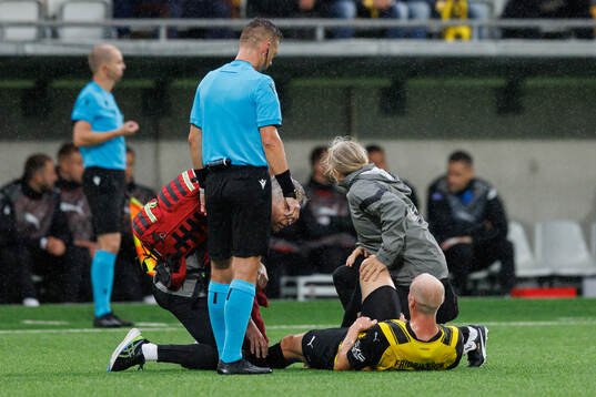 Valgeir Fridriksson of Häcken receives medical attention