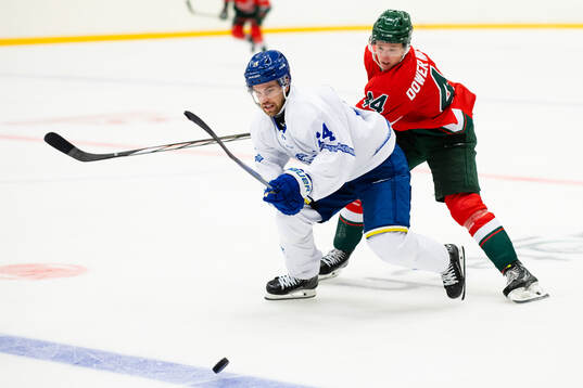 Leksands Oskar Lang och Frölundas Noah Dower Nilsson