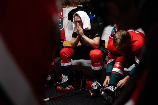 Frölundas Carl Klingberg innan ishockeymatchen i
