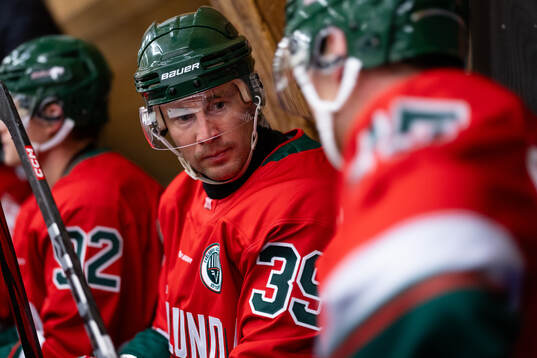 Frölundas Mikael Ruohomaa pratar med Arttu Ruotsalainen