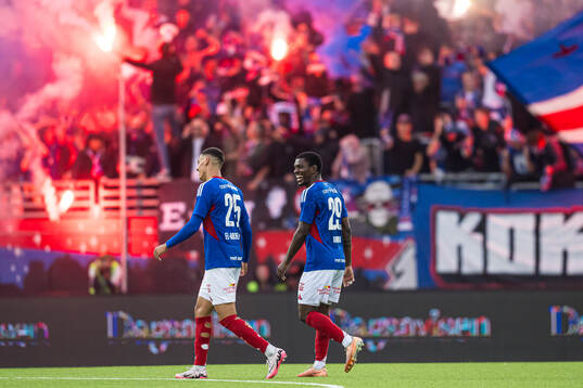 Fidel Brice Ambina of Vålerenga celebrates