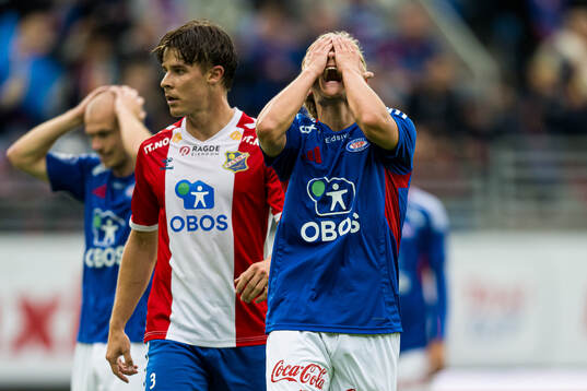 Carl Lange of Vålerenga looks dejected