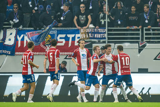 Mathias Johansen of Lyn celebrates