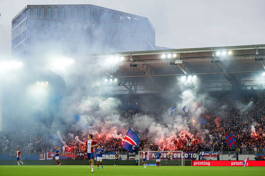 Spectators in the stands celebrates
