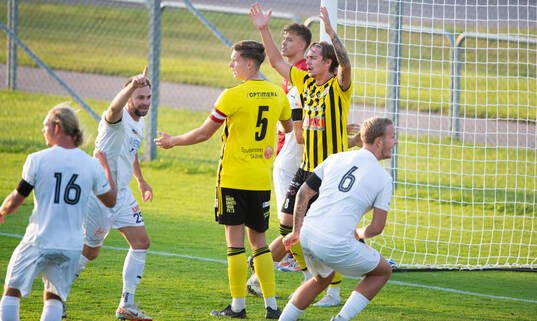 Österlen har gjort 0-1 och jublar i matchen i division 2
