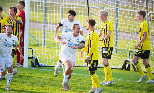 Österlen har gjort 0-1 och Gustav Jönsson jublar i