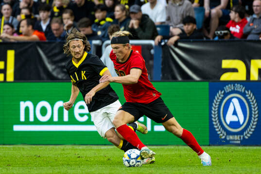 AIKs Axel Björnström och Brommapojkarnas Alexander Jensen