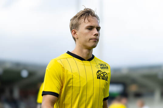 Häckens Pontus Dahbo innan fotbollsmatchen i Allsvenskan