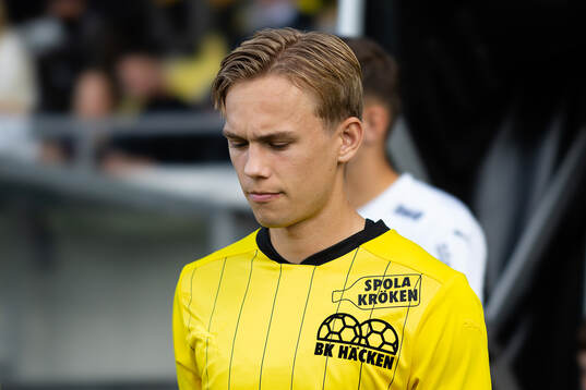 Häckens Pontus Dahbo innan fotbollsmatchen i Allsvenskan