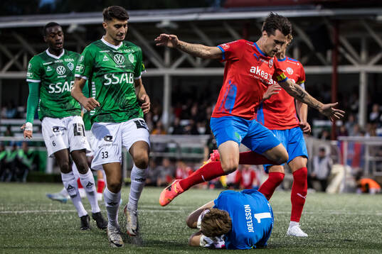 Brages Amar Muhsin och Helsingborgs målvakt Kalle Joelsson