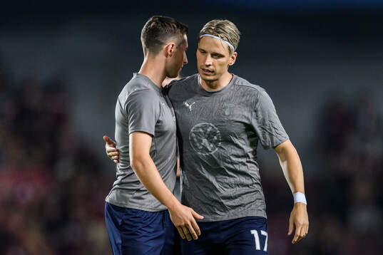 Lasse Berg Johnsen and Jens Stryger Larsen of Malmö FF