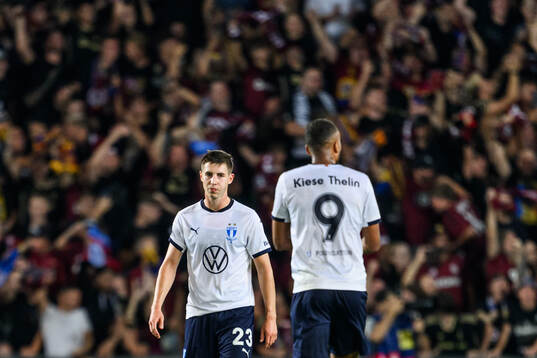 Lasse Berg Johnsen of Malmö FF looks dejected