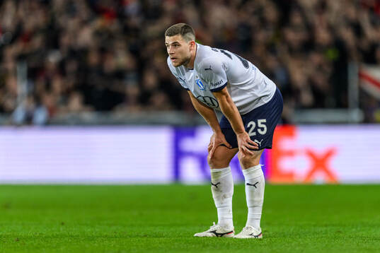 Gabriel Busanello of Malmö FF looks dejected