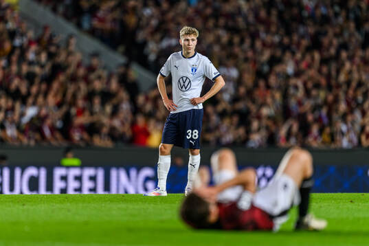 Hugo Bolin of Malmö FF looks dejected