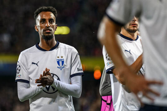 Taha Ali of Malmö FF looks dejected