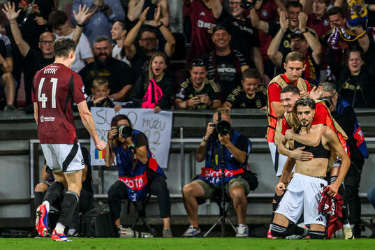 Albion Rrahmani of Sparta Prag celebrates scorn 2-0