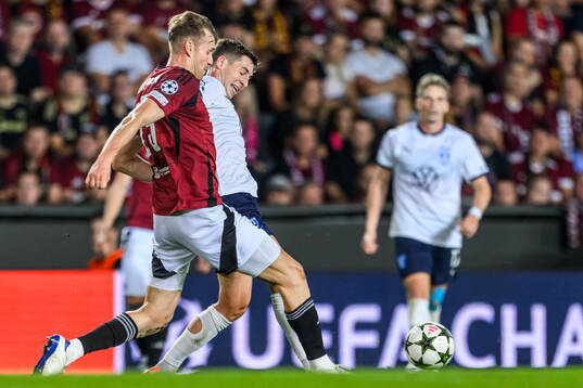 Asger Sørensen of Sparta Prag and Lasse Berg Johnsen of