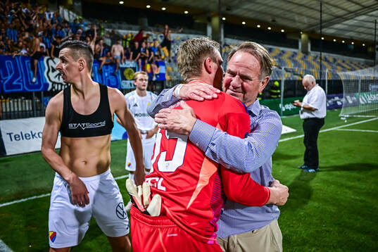 Goalkeeper Jacob Rinne of Djurgården celebrates