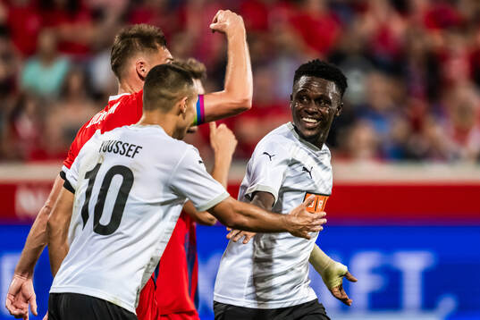 Zeidane Inoussa of Häcken celebrates the 1-1 goal