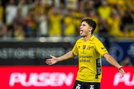 Besfort Zeneli of Elfsborg celebrates at a penalty shoot out