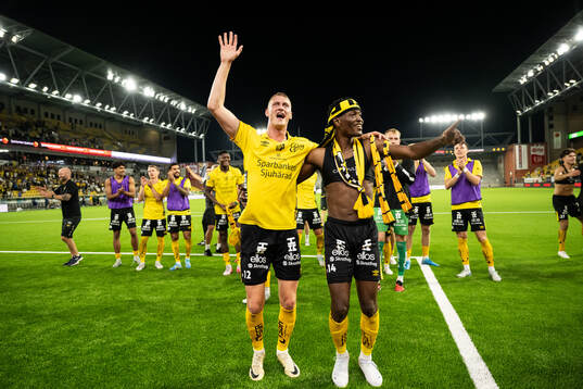 Emil Holten and Jalal Abdullai of Elfsborg celebrate