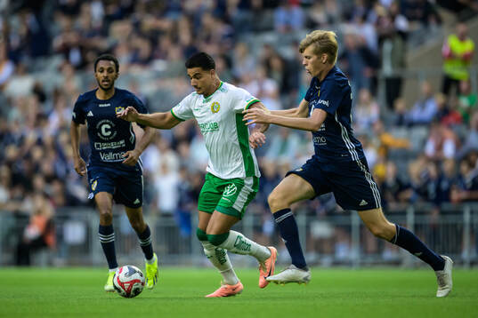 Hammarbys Jusef Erabi och IFK Stocksunds Anton Wetterqvist