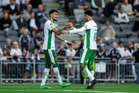 Hammarbys Montader Madjed och Sebastian Clemmensen jublar