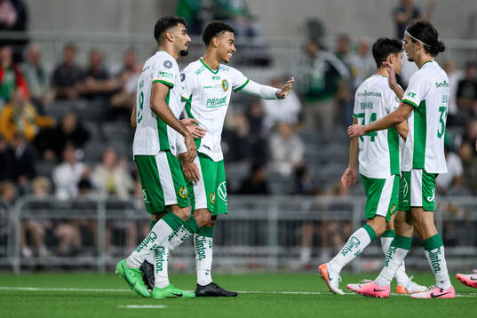 Hammarbys Montader Madjed och Sebastian Clemmensen jublar