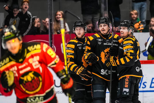 Skellefteås Jonathan Davidsson och Jonathan Johnson jublar