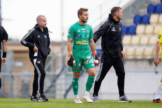 Falkenbergs tränare Christoffer Andersson och målvakt